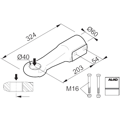 DIN Zugöse Alko 351VB-2 60 mm Halbschale – Bild 2