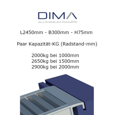 Auffahrrampe 2450x300H 75mm 2900kg