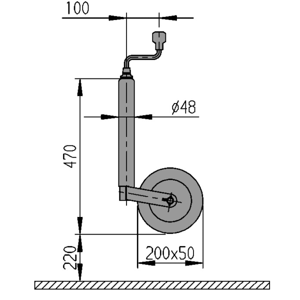 Stützrad Alko Ø48mm 200x50mm 150kg starr – Bild 2