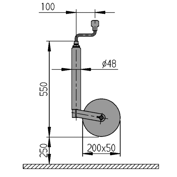 Stützrad Alko Ø48mm 200x50mm150kg starr – Bild 2