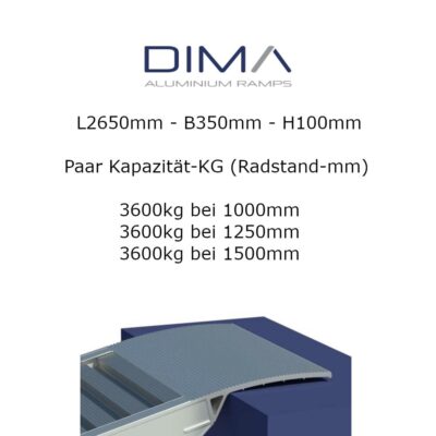 Alu Auffahrrampe 2650x350H100mm 3600kg Anti-Slip
