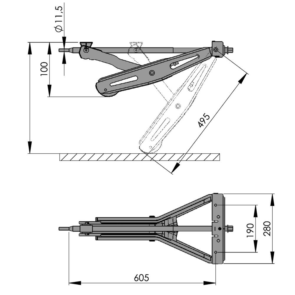 Ausdrehstütze Alko L605 1000kg Leichtbau – Bild 2