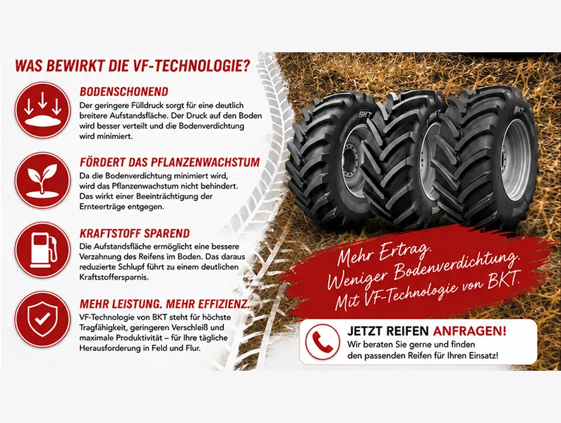 BKT Traktorreifen mit VF-Technologie